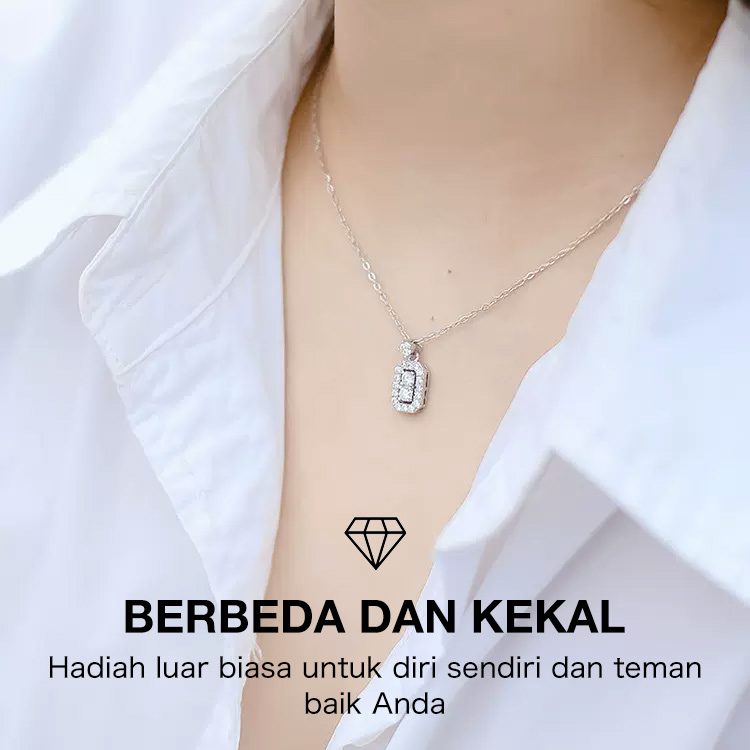 Kalung Sugar Cube Moissanite - Sertifikat GRA. Kotak perhiasan gratis