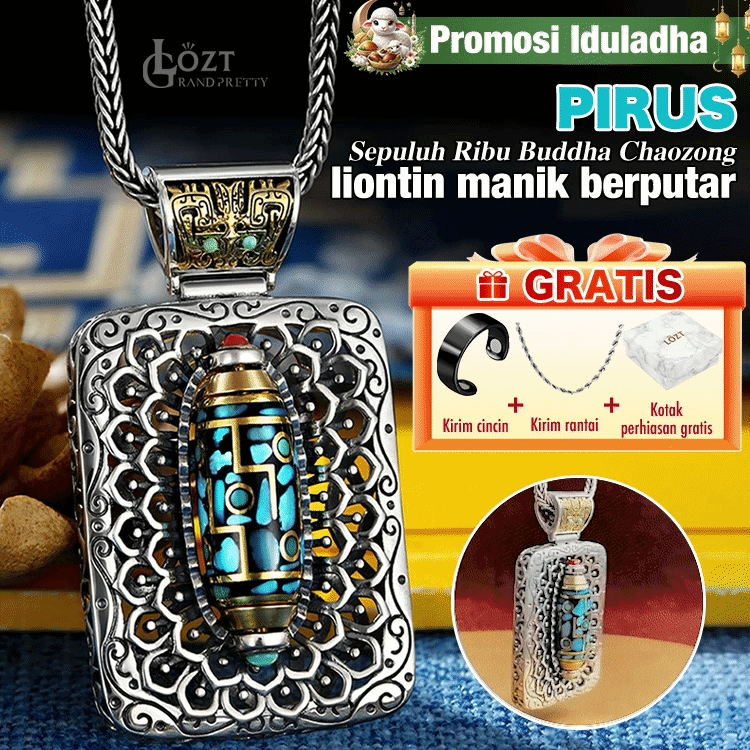 Promosi Iduladha - Liontin Manik-manik Pirus Keberuntungan Tak Terbatas - Kotak perhiasan gratis