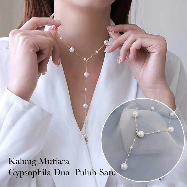 Kalung Klavikula Mutiara Alami Berkualitas Tinggi