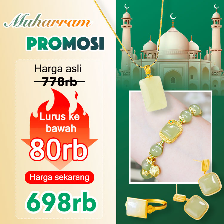 Perhiasan Giok Hetian Giok Teratai Emas 18k Emas-Empat potong set hanya Rp174000 per potong