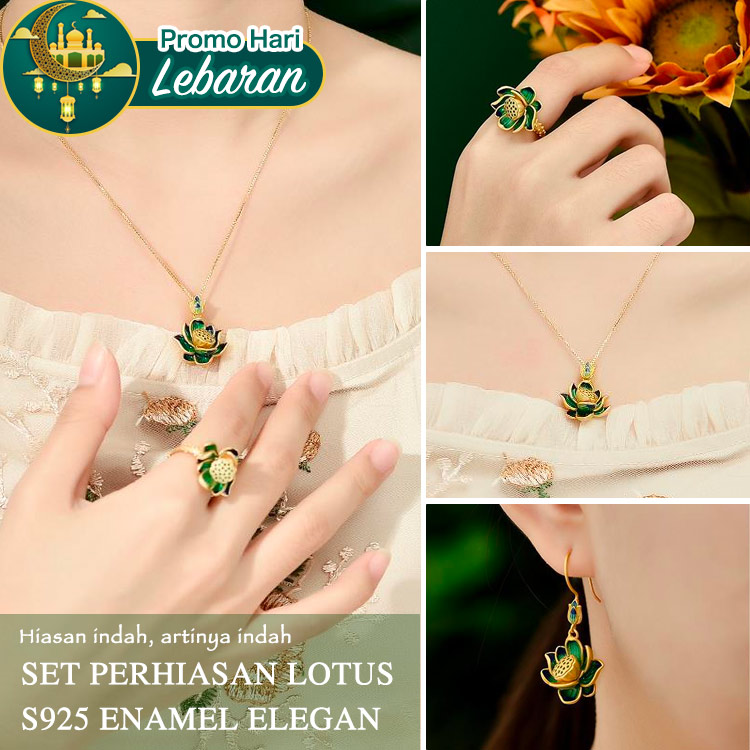 Set Perhiasan Lotus Elegan Enamel