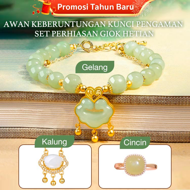 Awan keberuntungan Kunci Pengaman Set Perhiasan Giok Hetian