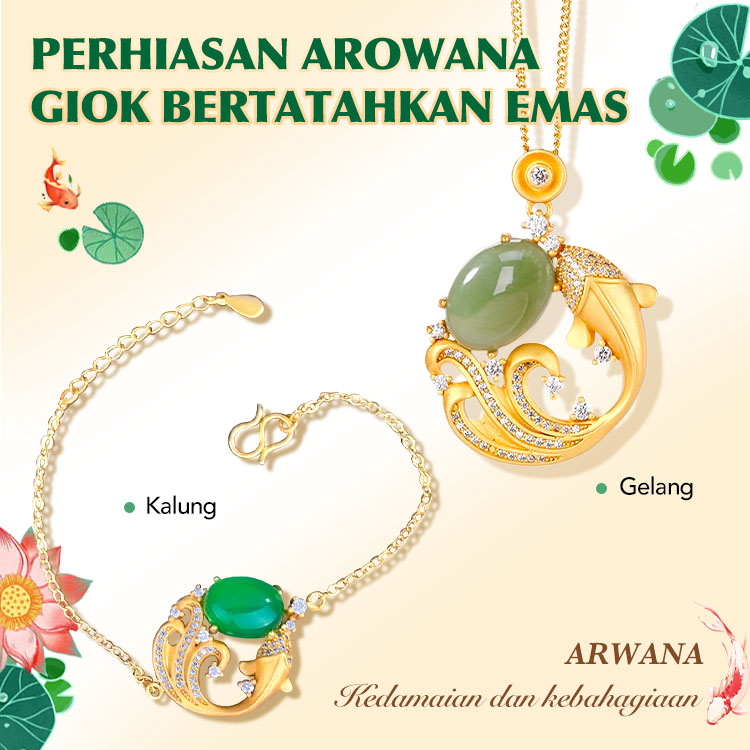 Gold Inlaid Jade Arowana Jewelry