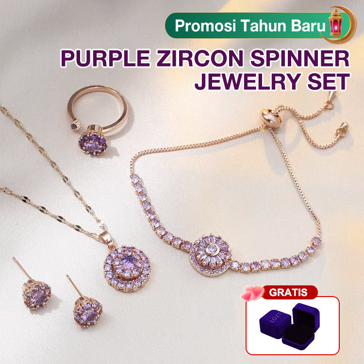 Set Perhiasan Pemintal Zirkon Ungu