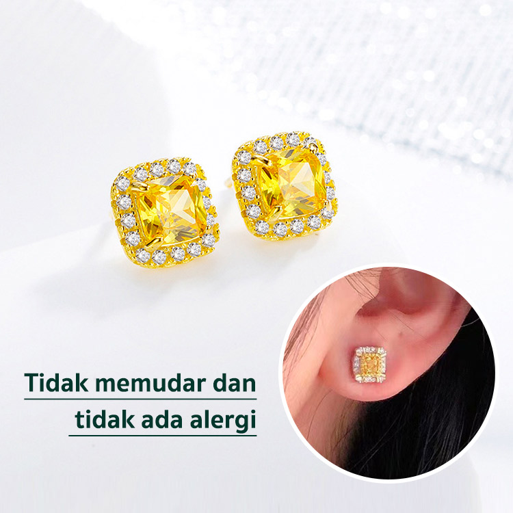 Citrine Gula Batu & Set Perhiasan Berlian-Menarik kekayaan, kemakmuran, dan kesuksesan-Kotak hadiah yang indah sebagai barang gratisan