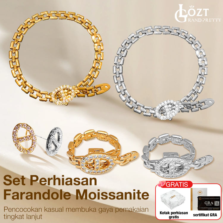 Lebih terang dari berlian - Set Perhiasan Farandole Moissanite - Sertifikat GRA, kotak hadiah gratis	