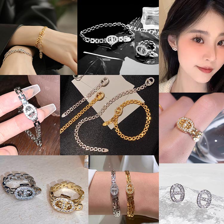 Lebih terang dari berlian - Set Perhiasan Farandole Moissanite - Sertifikat GRA, kotak hadiah gratis	