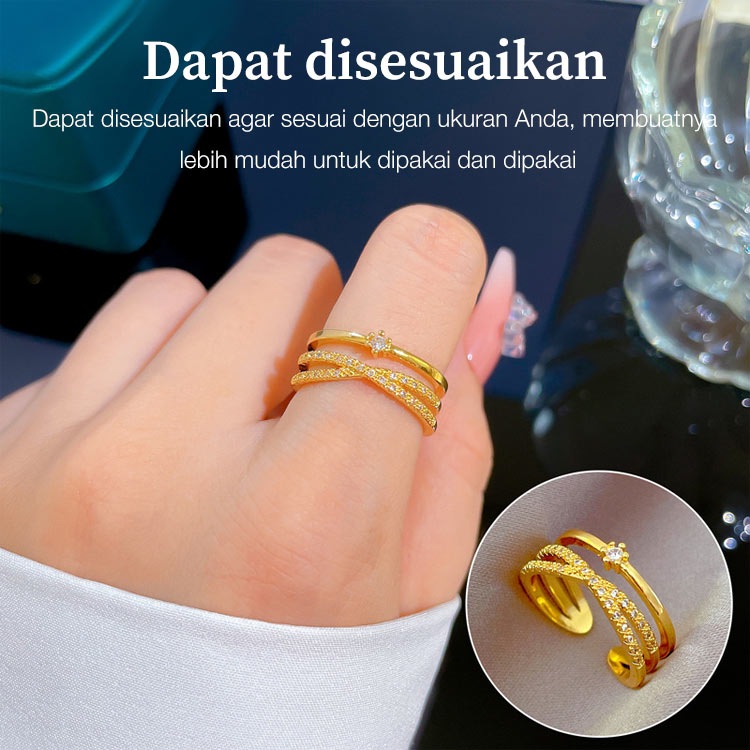 Set Perhiasan Cincin dan Gelang Salib Ganda Moissanite - sertifikat GRA. Ukuran yang dapat disesuaikan. Kotak hadiah gratis