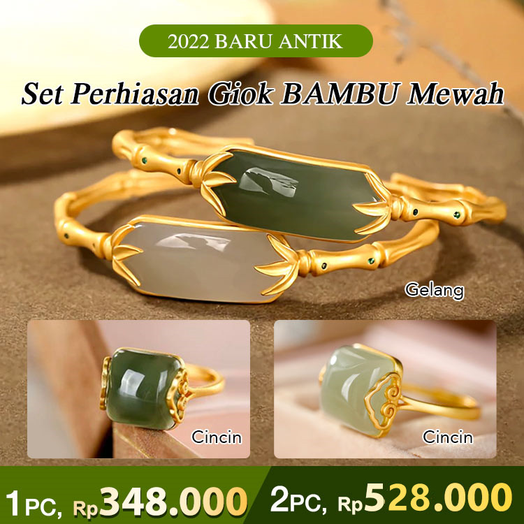 6.18 Promosi Pertengahan Tahun-Set Perhiasan Giok BAMBU Mewah-Beli satu set hemat Rp254700