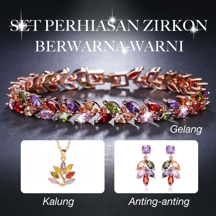 Set Perhiasan Zirkon Berwarna-warni-Tiga potong set hanya Rp183000 per potong