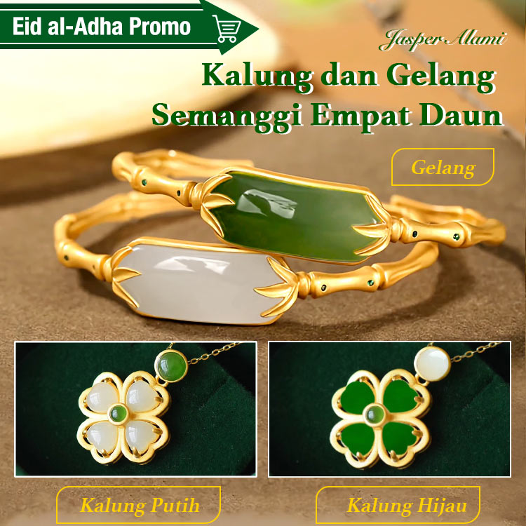 Hetian Jade Kalung Dan Gelang Semanggi Empat Daun-Hanya Rp120.000 untuk yang kedua