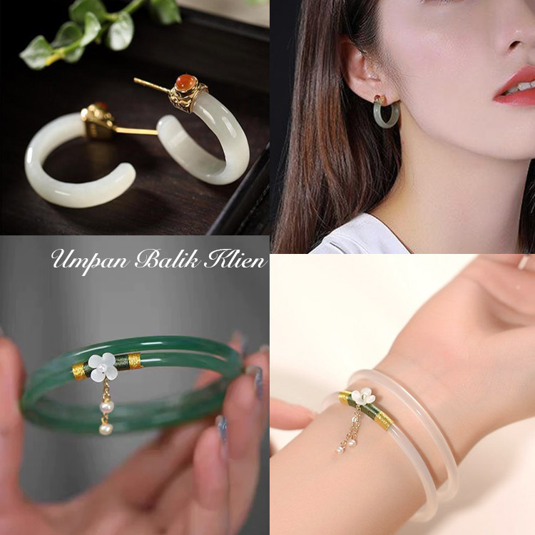 Set Anting Gelang Jingle Chalcedony Alami