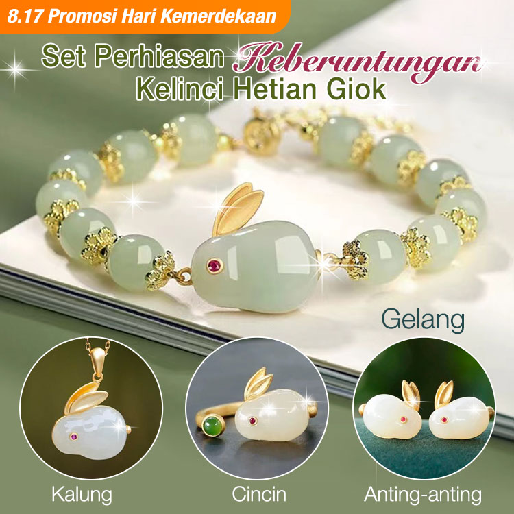 Set Perhiasan Giok Kelinci He Tian Giok
